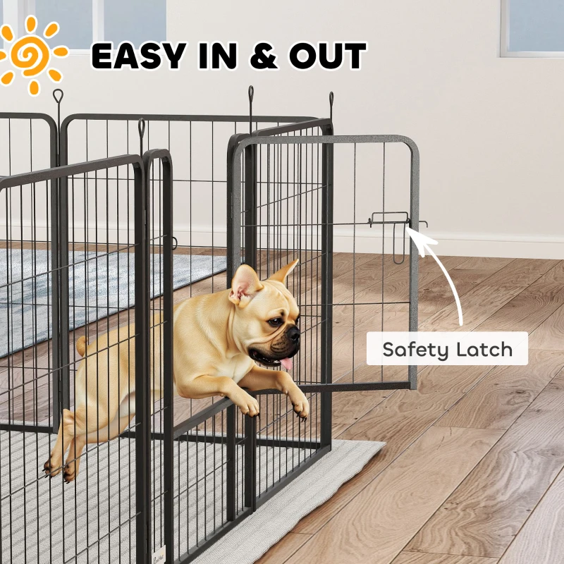 PawHut 12-Panel Solid Dog Playpen with Doors, for Medium Dogs, 80cm High, Black
