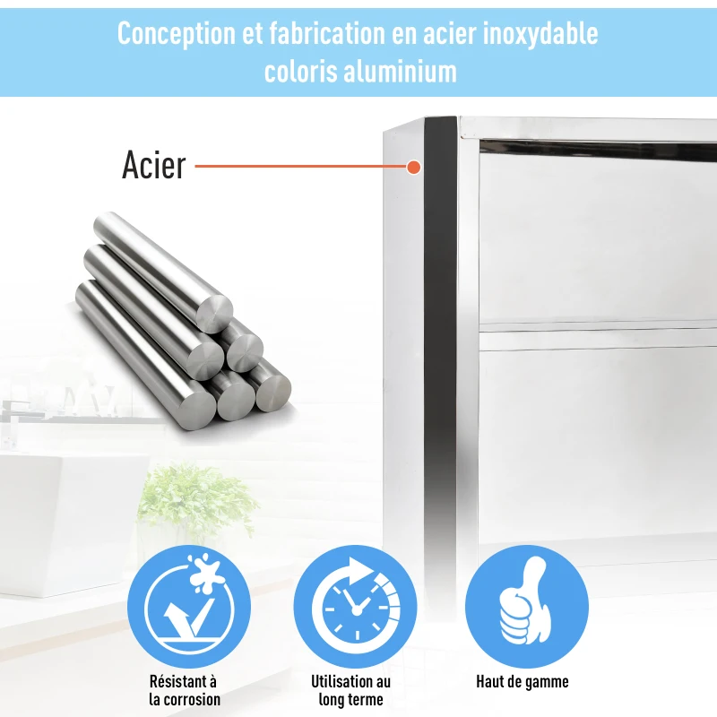 HOMCOM Armoire Miroir Murale de Salle de Bain Acier Inoxydable 3 Niveaux de Rangement 40L x 13l x 60H cm