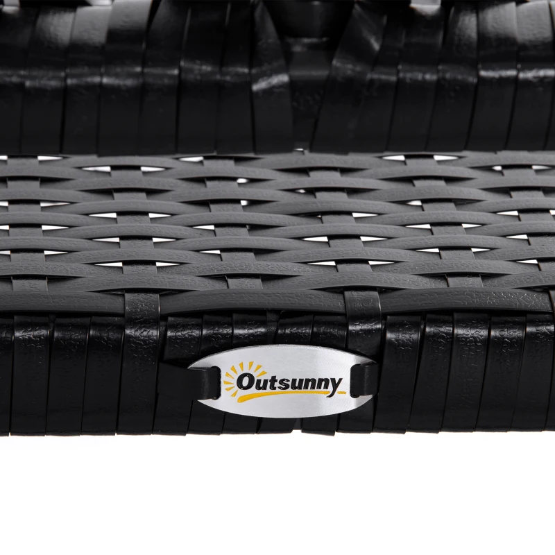 Outsunny Mecedora de Ratán de 2 Plazas Banco Balancín de Jardín con Balanceo Ergonómico y Marco de Metal para Terraza Balcón Exterior Patio Hotel Carga 220 kg 120x70x84 cm Negro