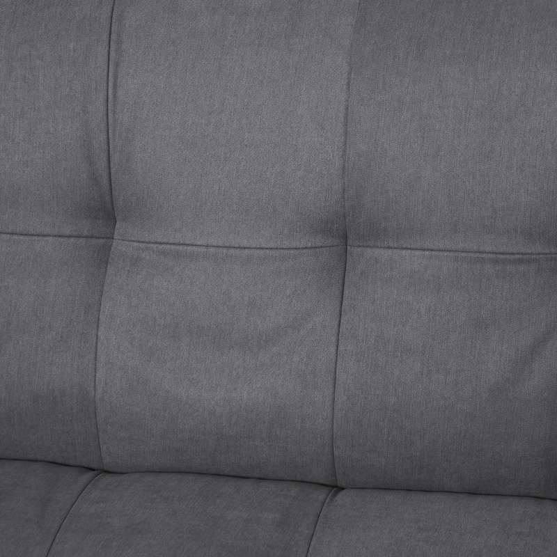 HOMCOM Canapé Convertible 3 Places Design scandinave Dossier inclinable 3 Positions Pieds Bois Tissu Lin Gris