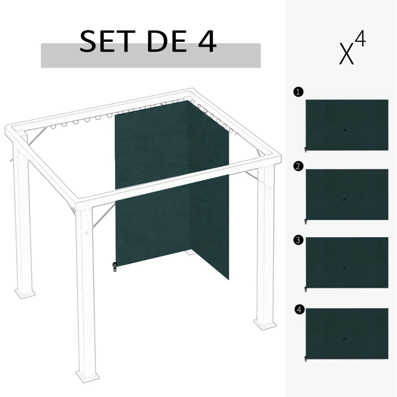 Outsunny 4 parois latérales pour pavillon de jardin tonnelle rigide 300 x 300 cm protéger de la pluie vent soleil gris