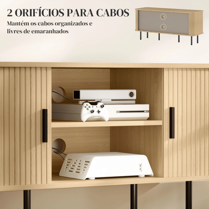 HOMCOM Móvel de TV Vintage para Sala de Estar com 2 Portas de Correr 2 Prateleiras Abertas Móvel para Televisores de até 55 Polegadas 120x40x55 cm Carvalho