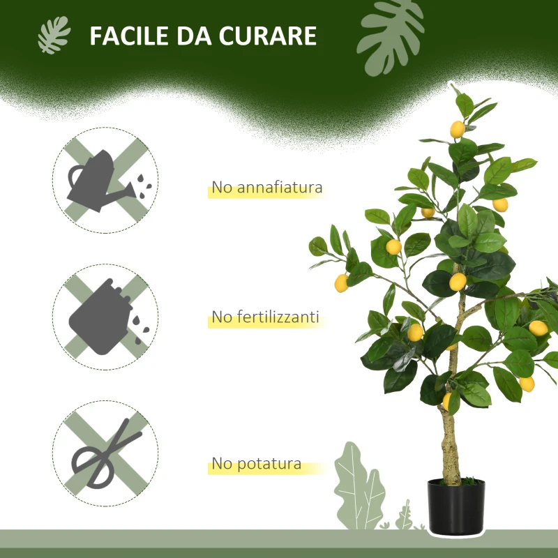 HOMCOM Set 2 Piante Artificiali di Limone e Arancia Alte 120cm per Interno con Vaso