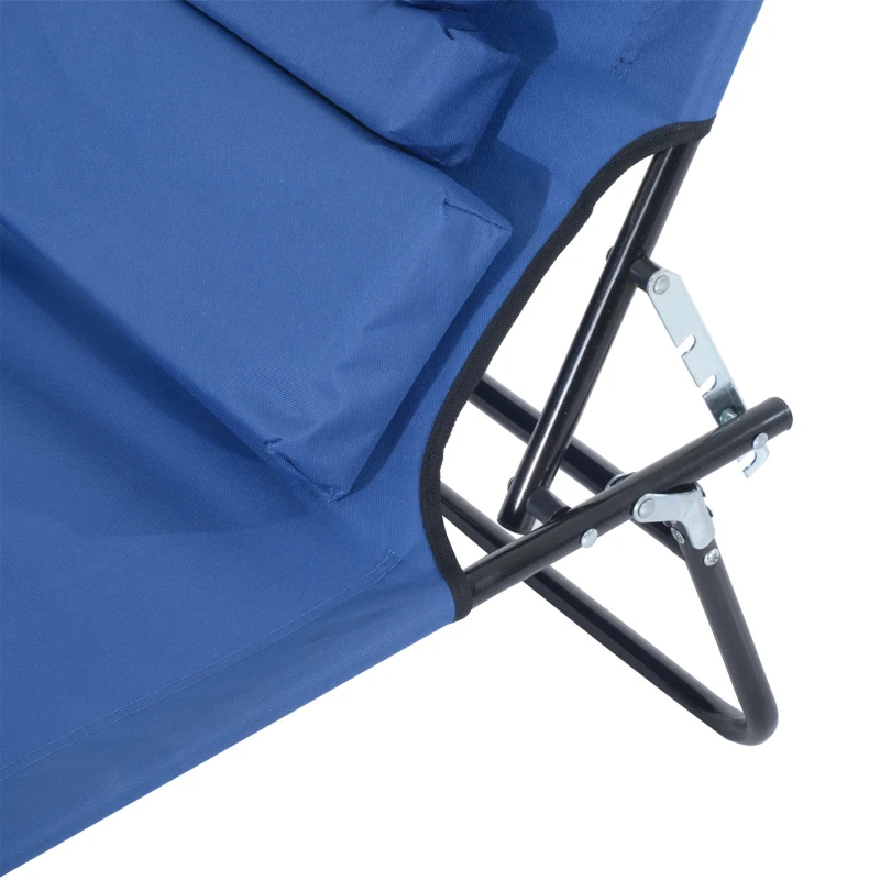Outsunny Lot de 2 Bains de Soleil Pliable transat inclinable 4 Positions Chaise Longue de Lecture 3 Coussins fournis Bleu