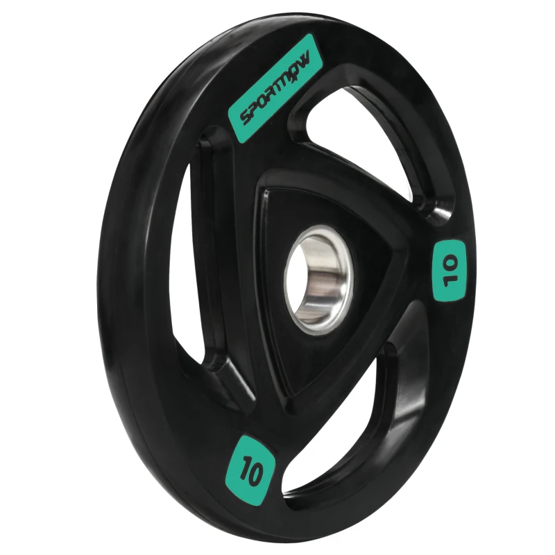SPORTNOW Two 10kg Olympic Weight Plates, Tri-Grip Rubber-Coated Barbell Weights, with 5cm Holes, for Home, Gym, Office