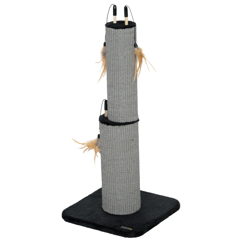 PawHut 78cm 2-in-1 Cat Scratching Post with 3 Toy Feathers, Black