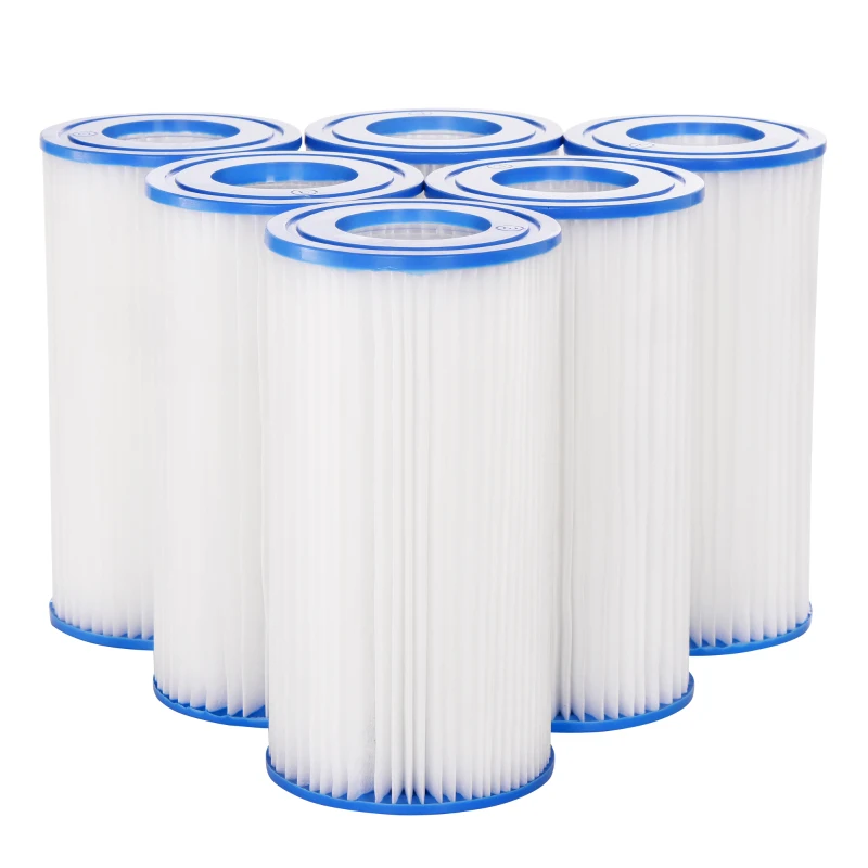 Outsunny Lot de 6 filtres pour pompe de filtration épurateur à cartouches pour piscine et spa blanc