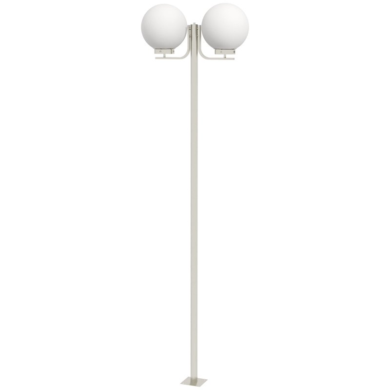 Outsunny Lampione da Giardino con Paralumi a forma Sferica, in Acciaio Inox e Acrilico, 63x25x210 cm, Argento
