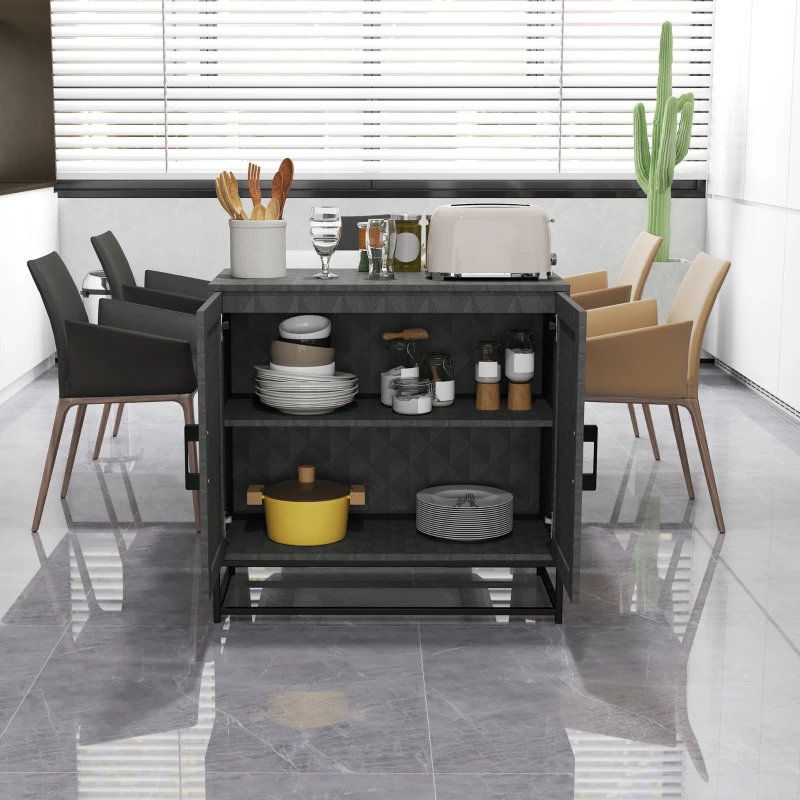 HOMCOM Modern Sideboard, Freestanding Sideboard Storage Cabinet with Adjustable Shelf and 2 Doors for Living Room, Grey