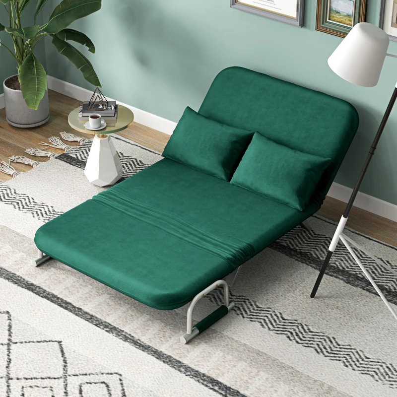 HOMCOM Canapé convertible 2 places canapé-lit 2 places avec dossier réglable et 2 coussins en revêtement aspect suède vert