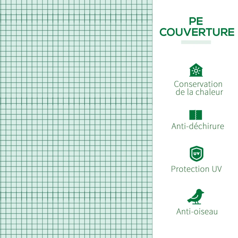 Outsunny Mini Serre de Jardin Serre à tomates mini serre tunnel toit pointu 400L x 100l x 80H cm Acier PE Haute densité 140 g/m² Anti-UV 3 fenêtres avec Zip enroulables Vert