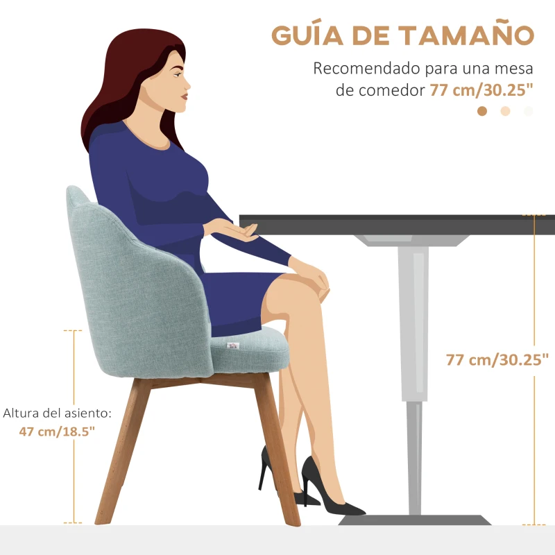 HOMCOM Set de 2 Sillas de Comedor en Forma de Flor con Asiento y Respaldo Acolchado Carga 120 kg 58x60x82 cm Verde Azulado