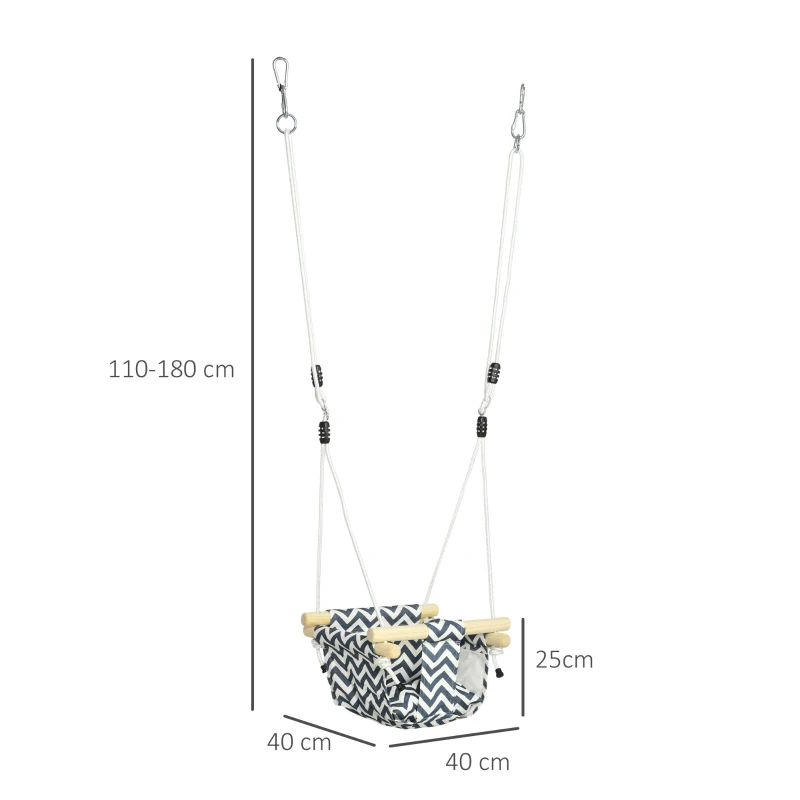 AIYAPLAY Balançoire pour bébé siège bébé balançoire avec barre de sécurité et corde réglable de 110 à 180 cm en tissu bleu