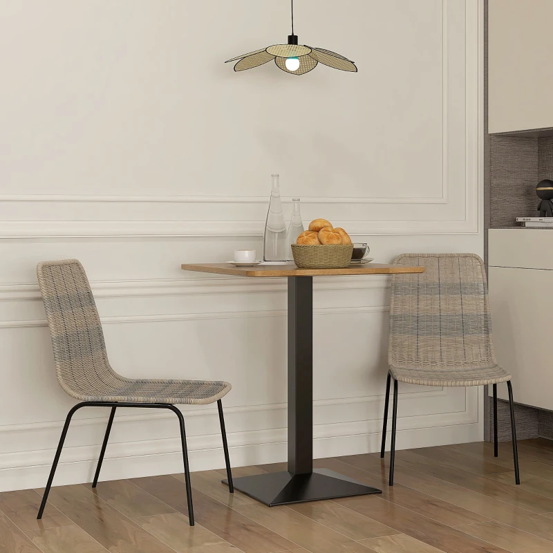 HOMCOM Lot de 2 chaises de salle à manger élégantes, en résine tressée imitation rotin, piètement acier