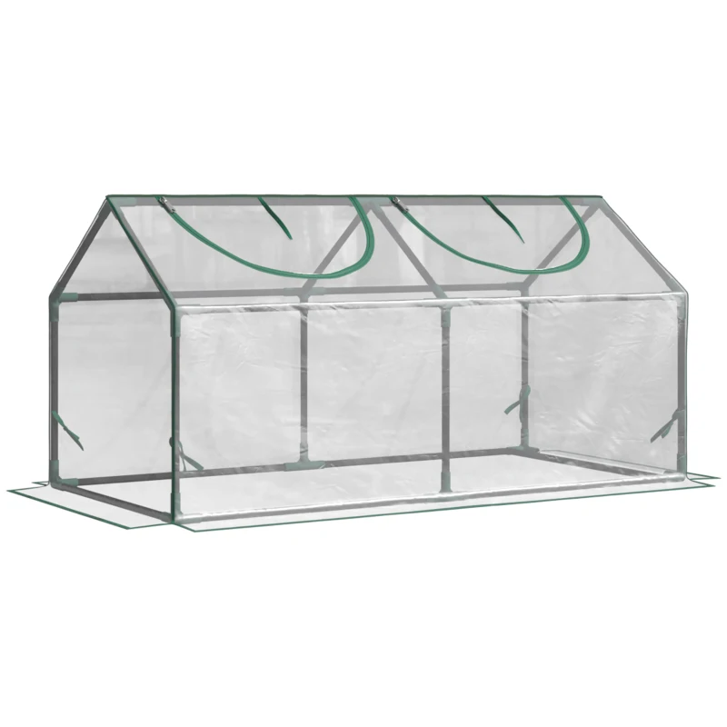 Outsunny Serre de jardin mini serre 2 fenêtres enroulables couverture en PVC 120 x 60 x 60 cm transparent