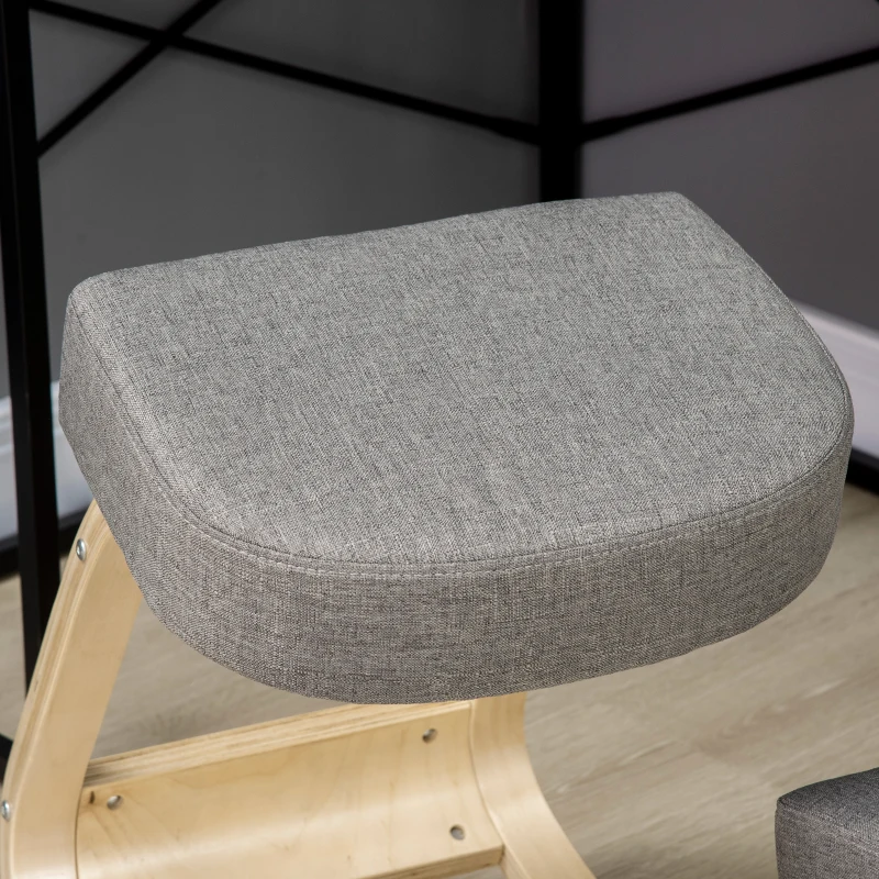 Vinsetto Siège assis-genoux ergonomique chaise à genoux coussin confortable à bascule en tissu et bois gris