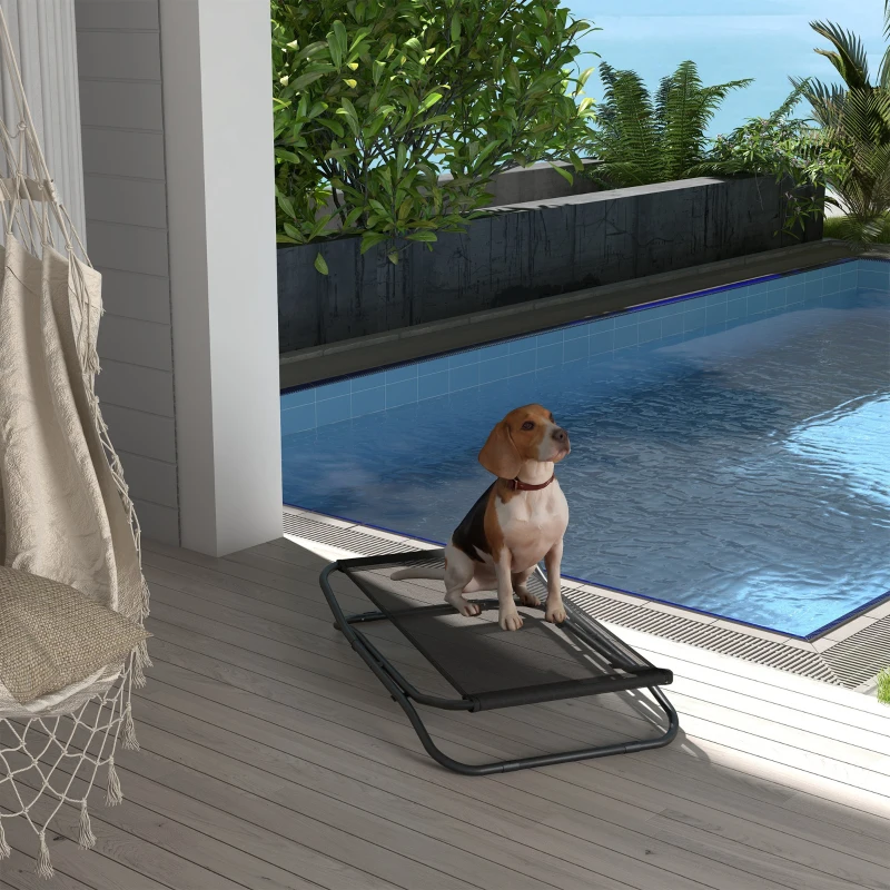 PawHut Brandina per Cani di Taglia Piccola e Media Rialzata, in Acciaio e Tessuto Traspirante, 111x65.5x19cm, Nero