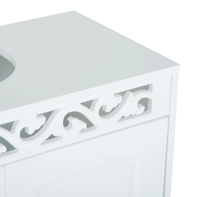 HOMCOM Armario de Baño tipo Mueble Bajo para Lavabo con 2 Puertas y Estantes 60x30x56cm Diseño Moderno de Madera Blanca