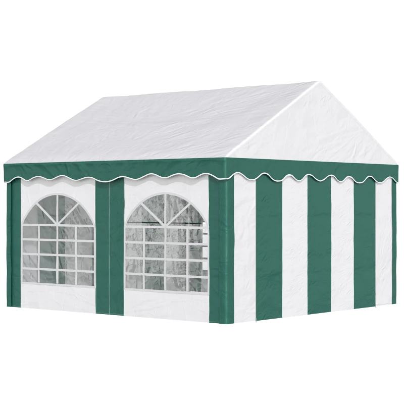 Outsunny 4m x 4m Marquee Gazebo with Sides, Level 6 Wind Protection & Waterproof, Emerald Green