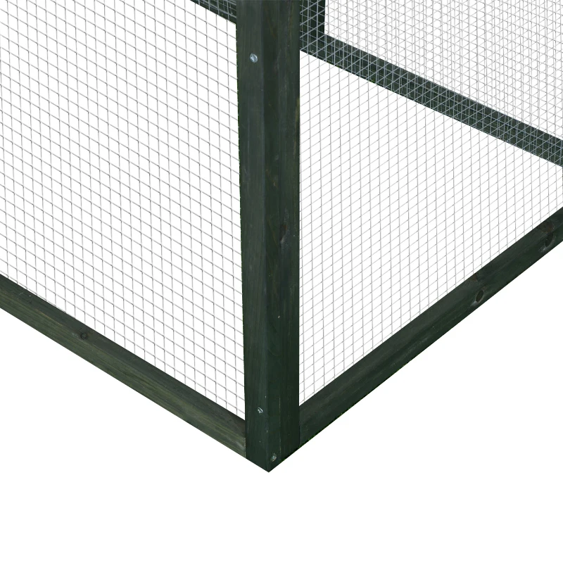 PawHut Poulailler cottage multi-équipement perchoir rampe pondoir enclos tiroir à déjection 196L x 76l x 97H cm bois massif pin vert blanc