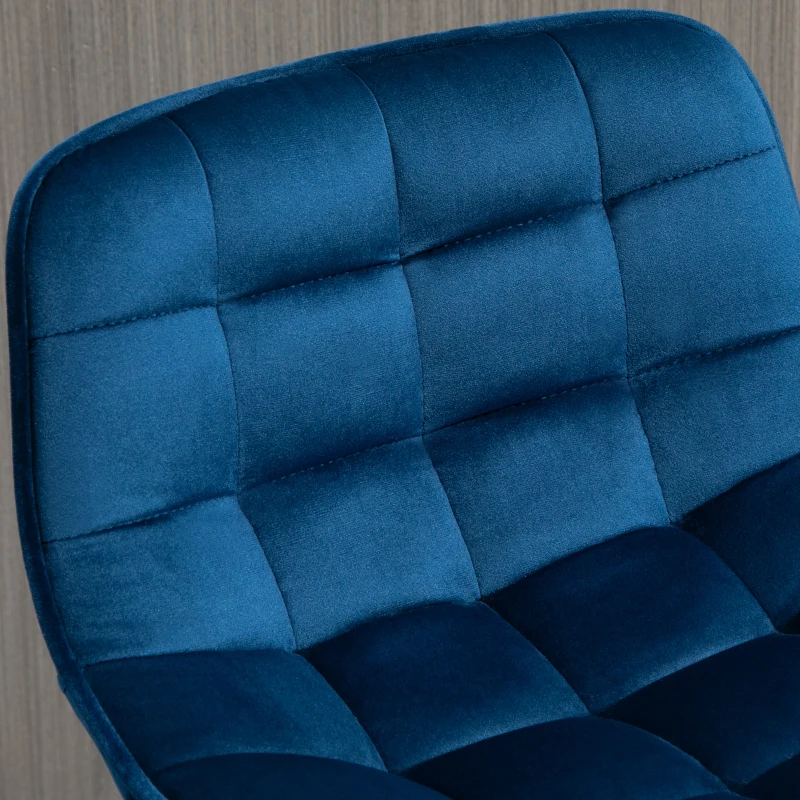 HOMCOM Set 2 Sgabelli Alti in Stile Nordico con Schienale e Poggiapiedi, Sgabelli con Schienale in Tessuto Effetto Velluto e Metallo, 45x47x88 cm, Blu