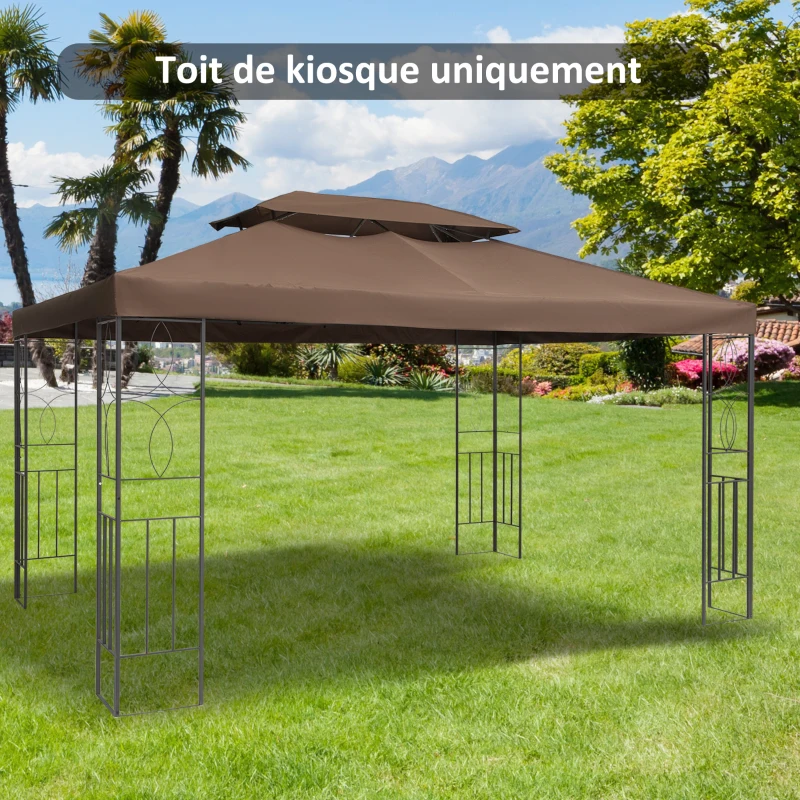 Outsunny Toit de Rechange pour Tonnelle Marron  3 x 4 m