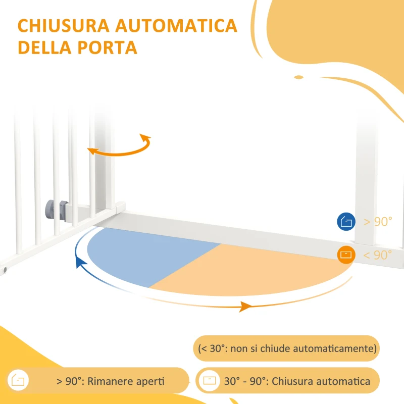 PawHut Cancelletto per Cani taglia Piccola e Media con Chiusura Automatica, in Acciaio e PA, 74-80x76 cm, Bianco