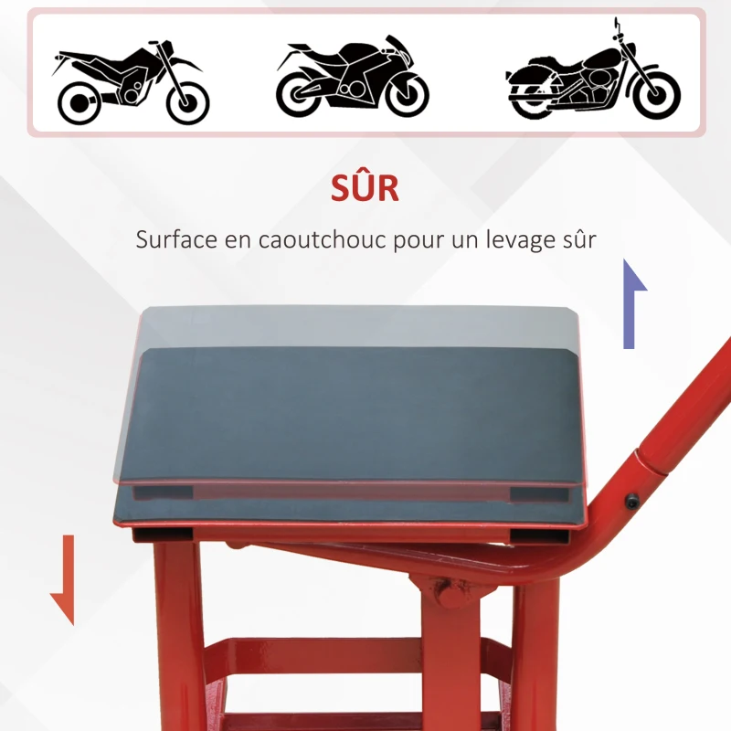 HOMCOM Lève moto béquille d'atelier stand moto tout-terrain moto cross supermotard hauteur réglable rouge et noir