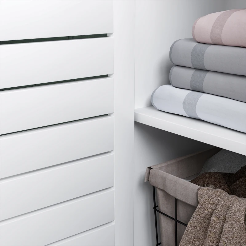 HOMCOM Mobile Bagno con Armadietto Chiuso a 3 Livelli e 3 Ripiani Aperti, in Legno Bianco, 48x24x96.5 cm