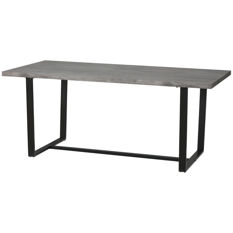HOMCOM Tavolo da Pranzo Rettangolare Stile Industriale per 8 Persone, 180x90x75cm, Grigio e Nero