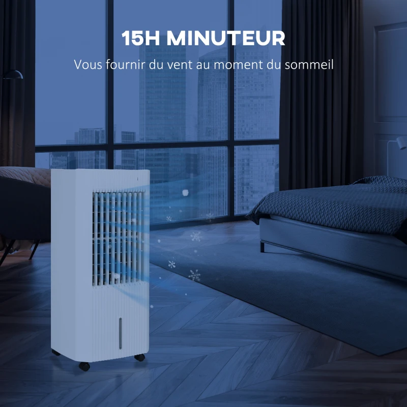 HOMCOM Refroidisseur d'air ventilateur humidificateur 3 en 1 avec télécommande, minuterie, oscillation, 3 modes 3 vitesses