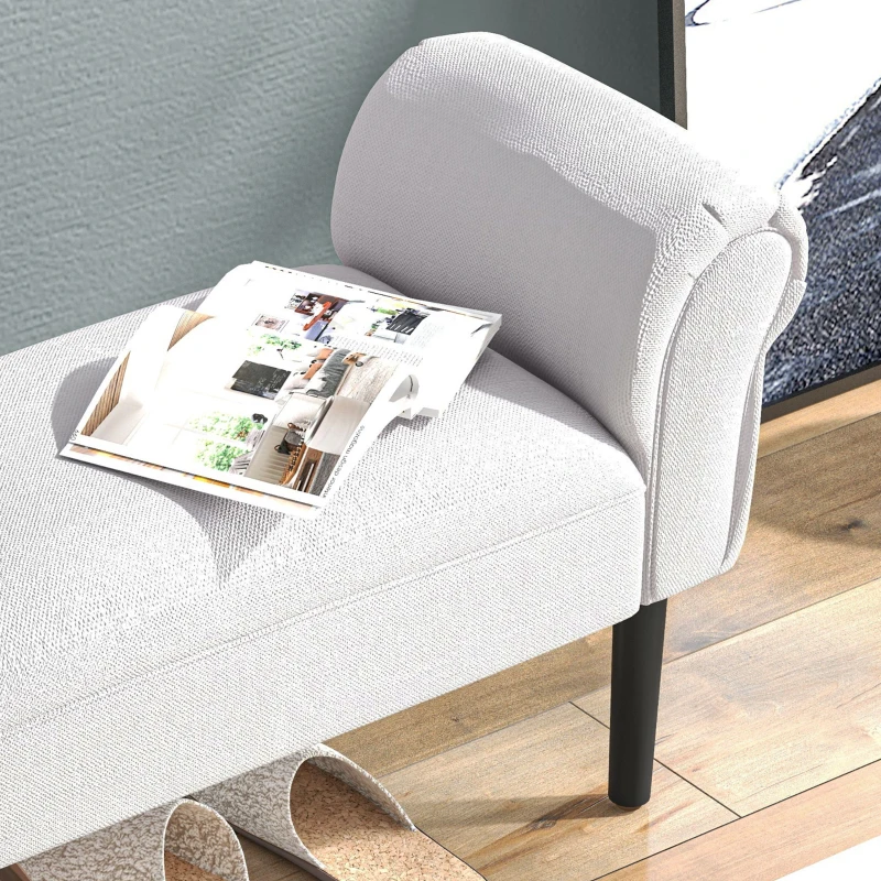 HOMCOM Banc Entrée Bout de Lit Rembourré pour Chambre à Coucher, Tissu à Voile, Gris, 102 x 36 x 51 cm