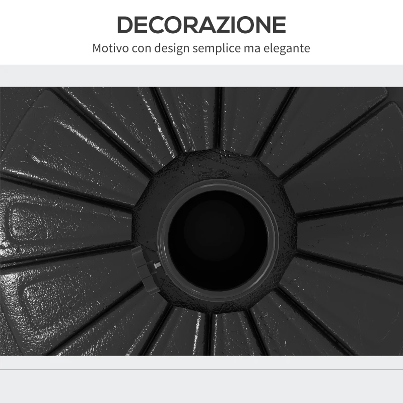Outsunny Base per Ombrellone Rotonda Ø43cm da 13kg in Cemento per Pali da 38mm e 48mm, Nero