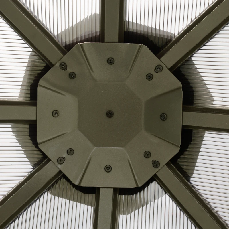 Outsunny Gazebo da Giardino 3x3m con Tetto in Policarbonato e Zanzariere, Caffè e Khaki