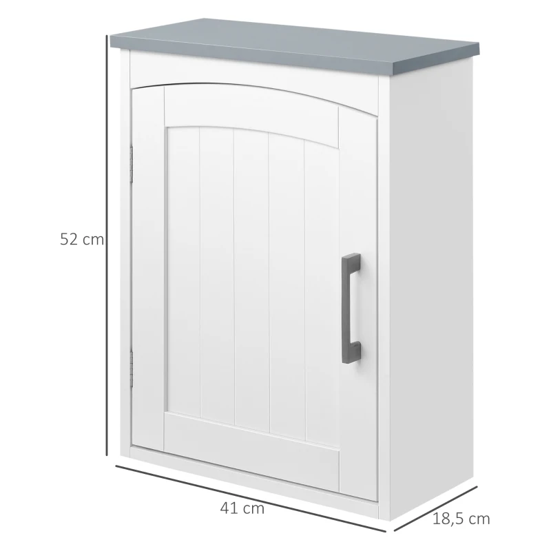 kleankin Meuble wc suspendu armoire à pharmacie murale armoire salle de bain rangement avec porte et étagère réglable - 41 x 18,5 x 52 cm - MDF - blanc
