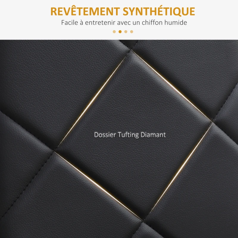 HOMCOM Lot de 4 chaises de salle à manger avec dossier haut, revêtement synthétique et pieds en acier, noir