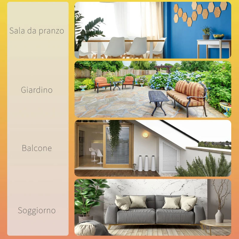 Outsunny Lampada Riscaldante per Esterni con Luce, Potenza 800W/1200W/2000W e Telecomando, 45x45x10cm, Nero