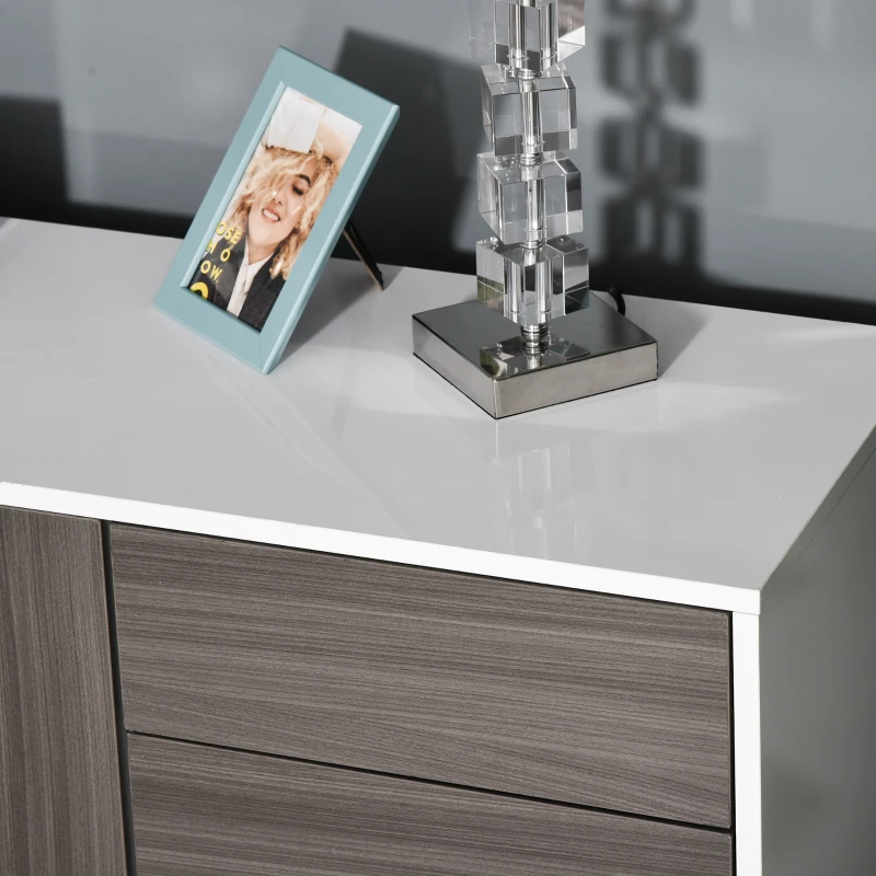 HOMCOM Buffet meuble de rangement 2 tiroirs coulissants 3 portes étagère réglable panneaux de particules 117 x 36 x 74 cm gris