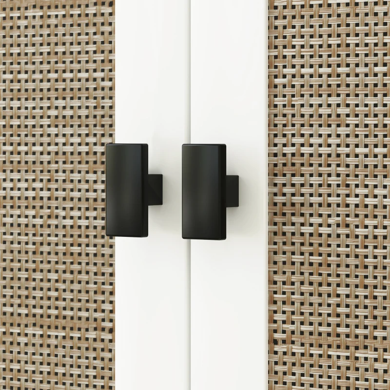 HOMCOM Mueble sobre Inodoro con 2 Puertas con Frontal de Ratán Compartimento y Estante Ajustable 60x19,5x160 cm Blanco