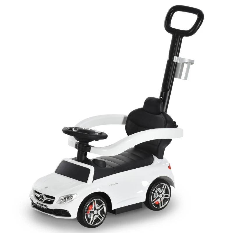 HOMCOM Porteur enfants voiture enfant multi-équipée 12-36 mois coffre klaxon effet musical porte gobelet polypropylène blanc
