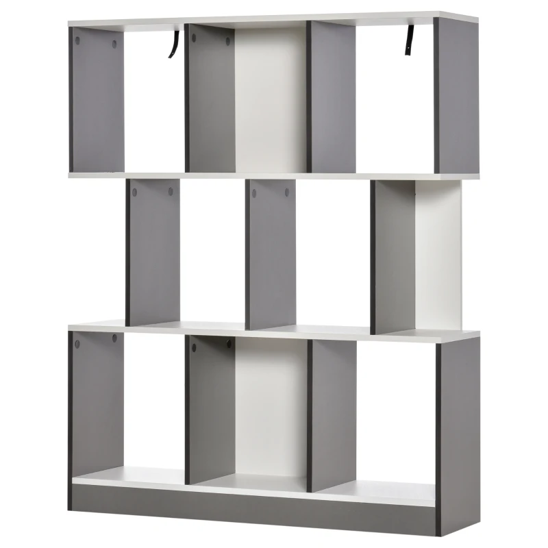 HOMCOM 3-Tier 8-Cube Home Office Display Unit Bookcase Shelving Unit Contemporary Stylish Versatile Freestanding w/ Anti-Tipping Safety Grey White