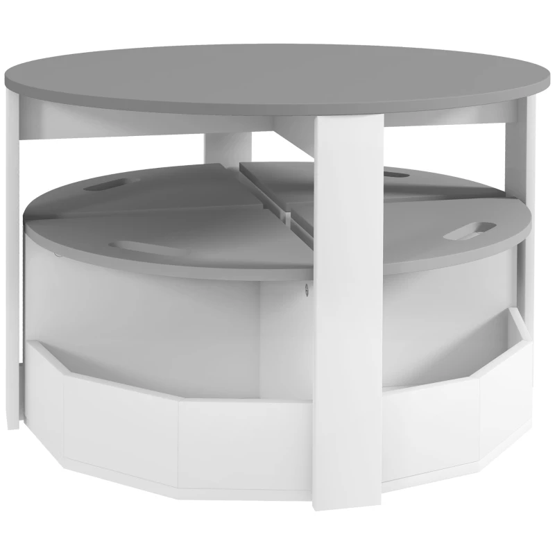 AIYAPLAY Set con Tavolo per Bambini e 4 Sgabelli Salvaspazio con Vano Contenitore in Legno, Grigio