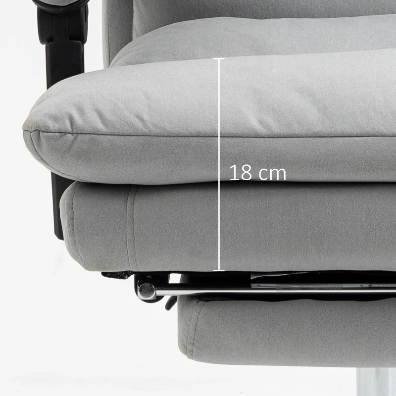 Vinsetto Office Chair with Footrest, Double Padding Ergonomic Desk Chair with 6-Point Vibration Massage and Back Heating, Microfibre Fabric with 135° Reclining Back, Grey