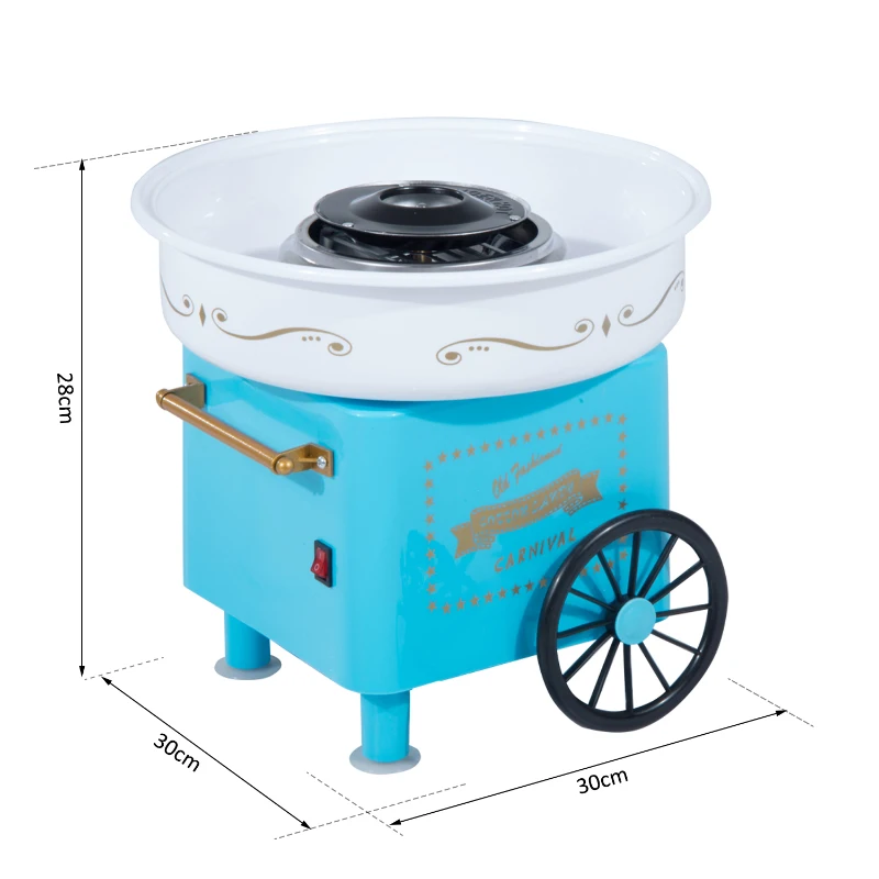HOMCOM Macchina per Zucchero Filato 450W con Accessori, 30x30x28cm Azzurra