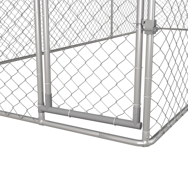 PawHut Kennel per Cani da Esterno con Tetto Impermeabile in Tessuto Oxford e Acciaio, 6x2.3x2.3m, Argento