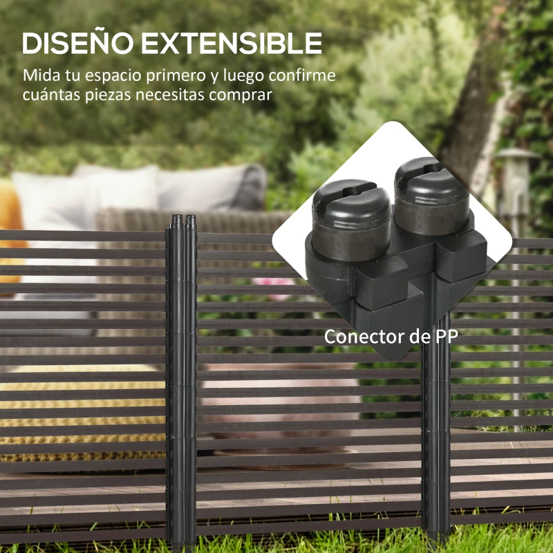 Outsunny Valla de Jardín de Acero con Revestimiento de PE 2 Modos de Instalación 93x22x120 cm Marrón