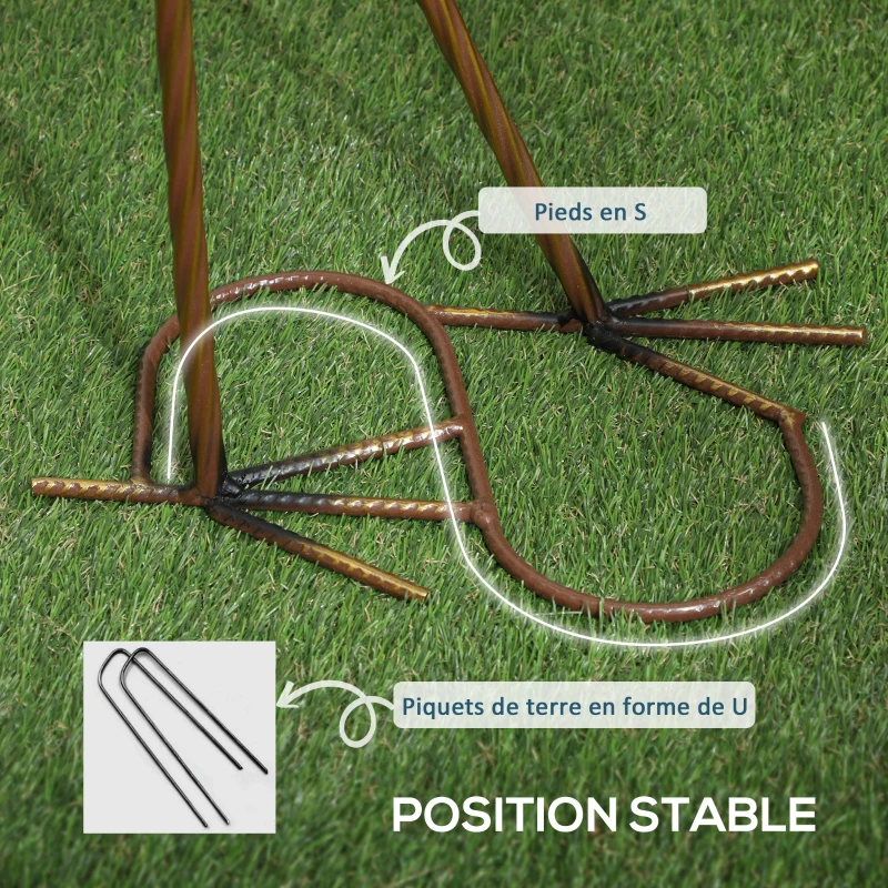 Outsunny Statue jardin exterieur, sculpture de héron en métal, décoration de jardin exterieur 63 cm, multicolore