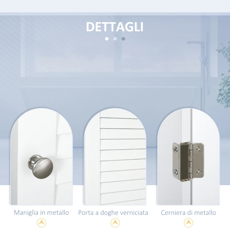 HOMCOM Colonna Bagno con Ripiano a 3 Livelli e Armadietto Chiuso, in MDF e Truciolato, 34x20x165 cm, Bianco