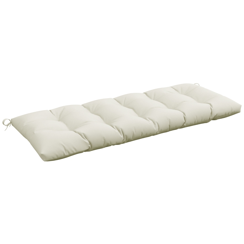 Outsunny Cojín para Banco de Jardín o Balancín128x48x8 cm con 2 Cordones de Fijación Impermeable y Protección UV 50+ Crema