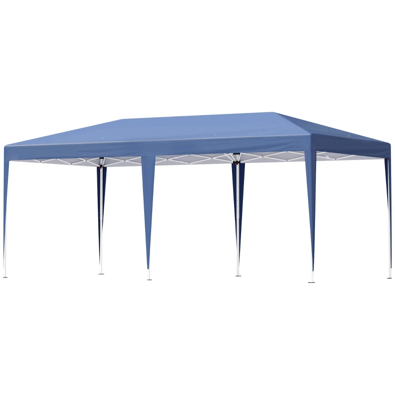 Outsunny Pop Up Gazebo 3 x 6m, Foldable Canopy Tent, Height Adjustable Wedding Awning Canopy w/ Carrying Bag, Blue